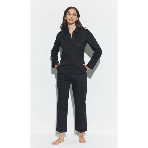 Rivet Utility Dynamo Jumpsuit Long Sleeve Black Linen Womens Size XL